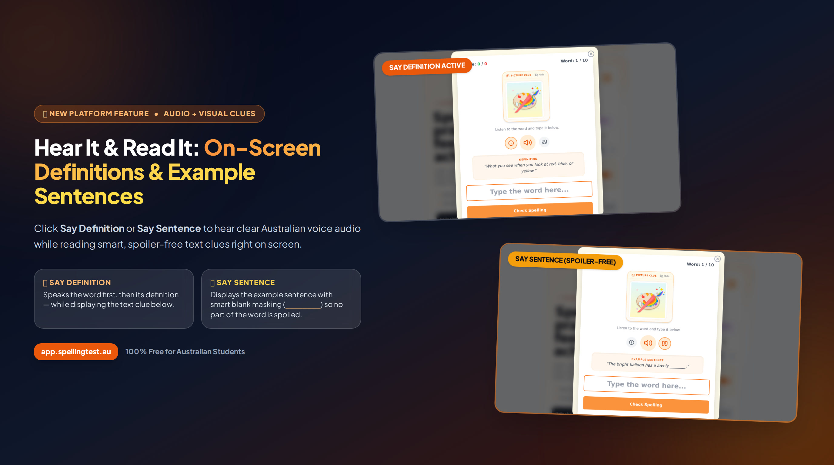 New Feature: On-Screen Text for Say Definition and Say Sentence